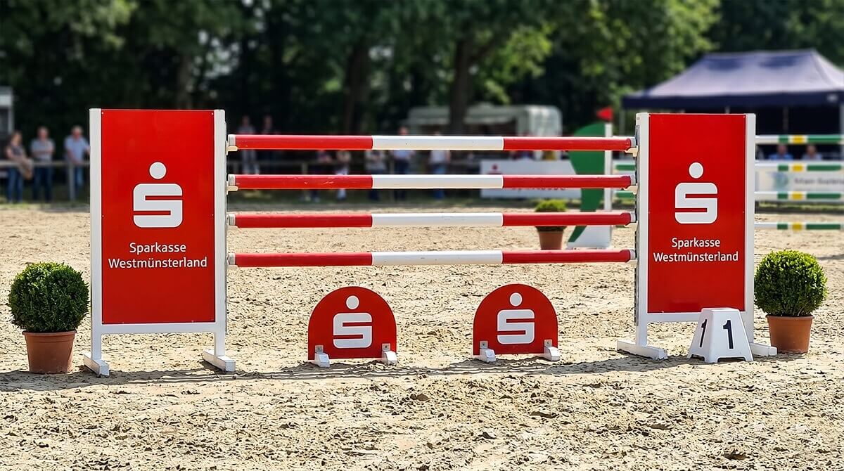 FAIRJUMP.eu Individuelle Werbeständer für den Pferdesport