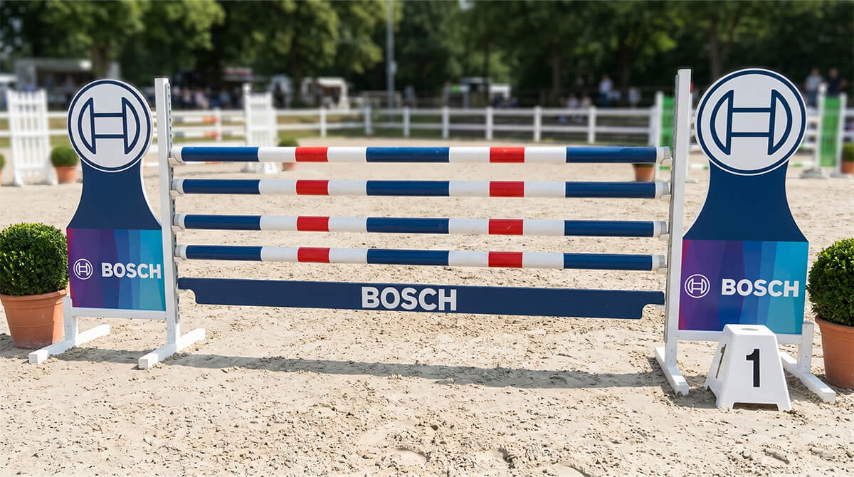 FAIRJUMP.eu Individuelle Werbeständer für den Pferdesport