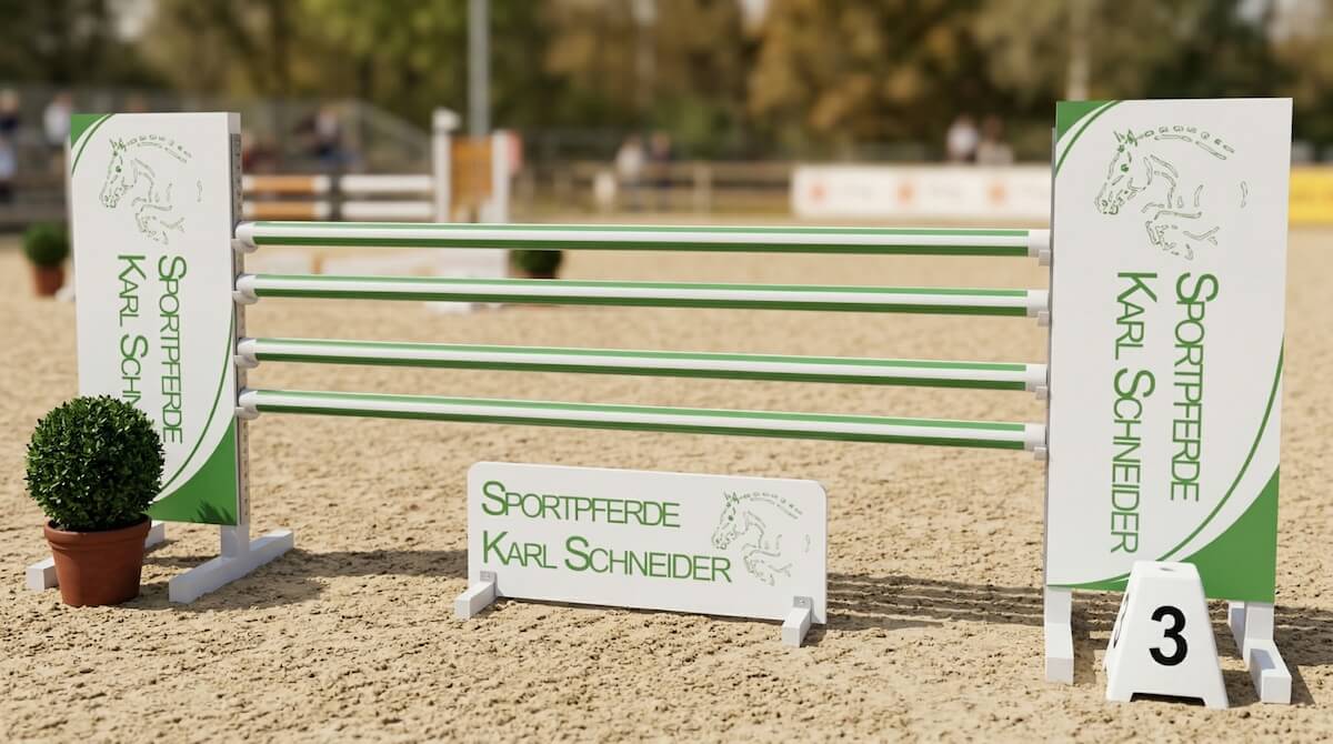 FAIRJUMP.eu Individuelle Werbeständer für den Pferdesport