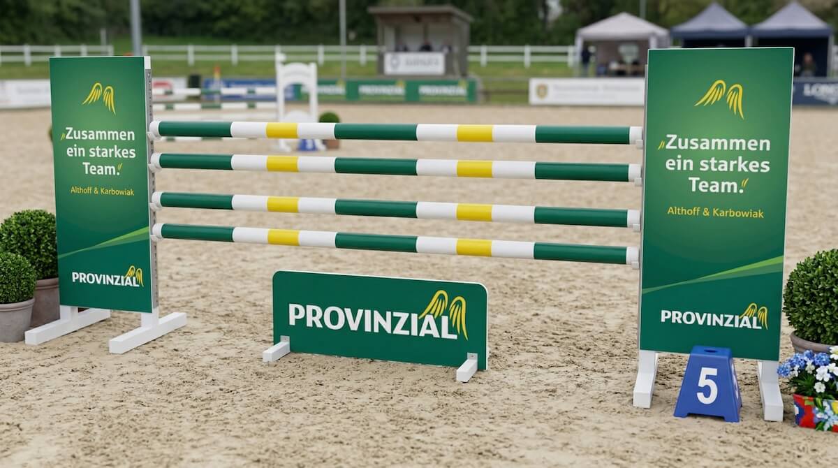 FAIRJUMP.eu Individuelle Werbeständer für den Pferdesport